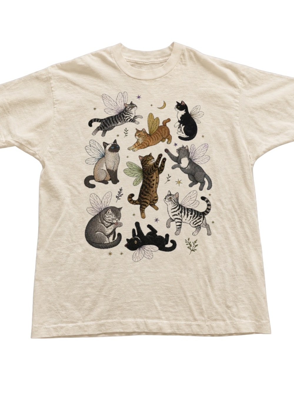 Gildan Off White Cat Fairy Graphic Tee